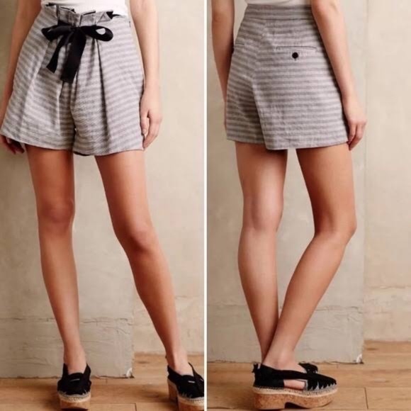 Anthropologie pleated shorts with satin tie - Picture 5 of 5